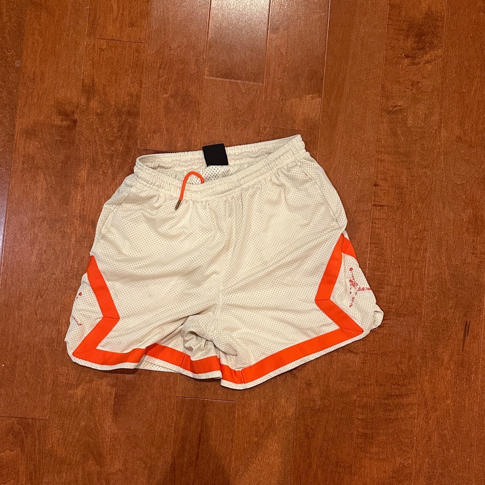 Jordan men's Athletic Shorts in White and Orange